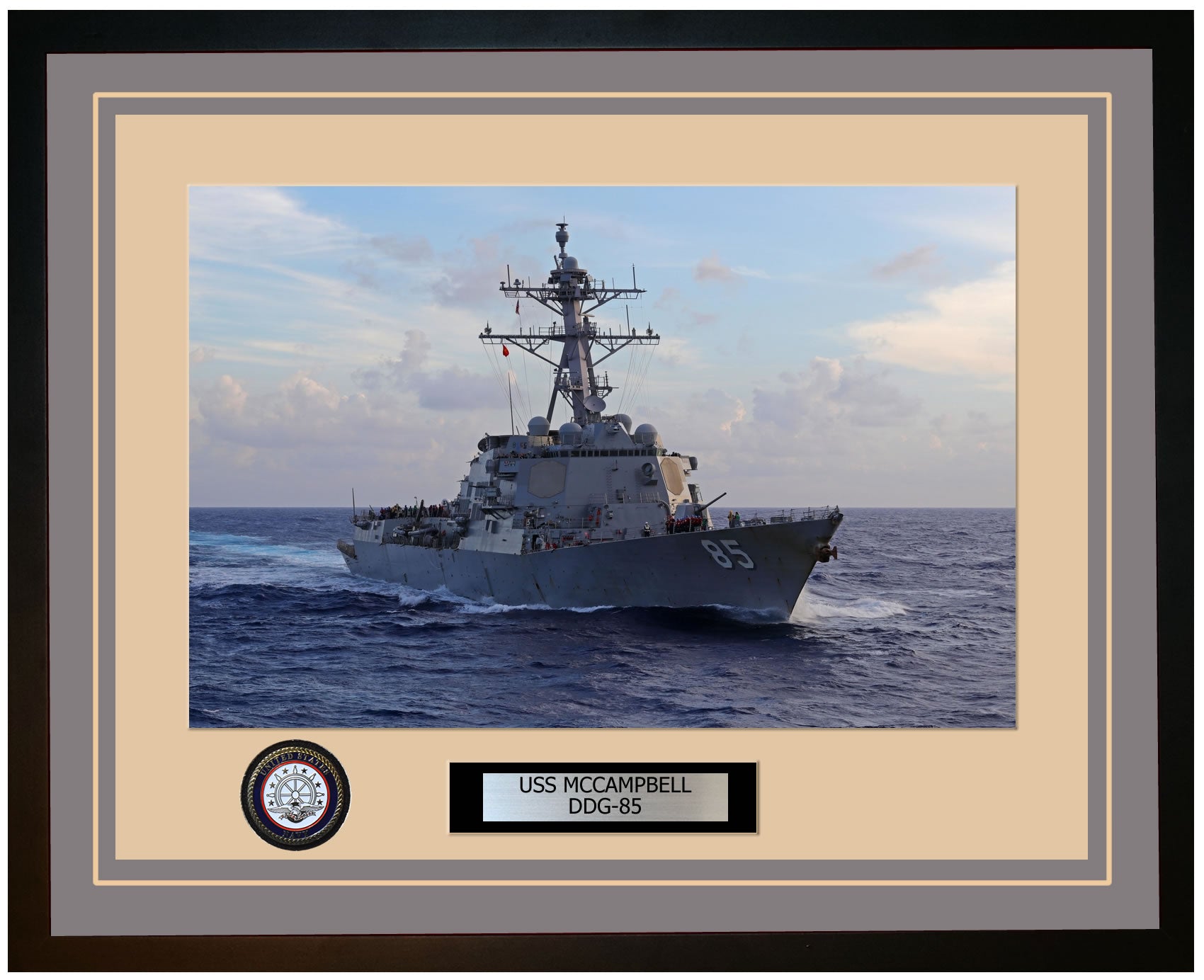 USS MCCAMPBELL DDG-85 Framed Navy Ship Photo Grey