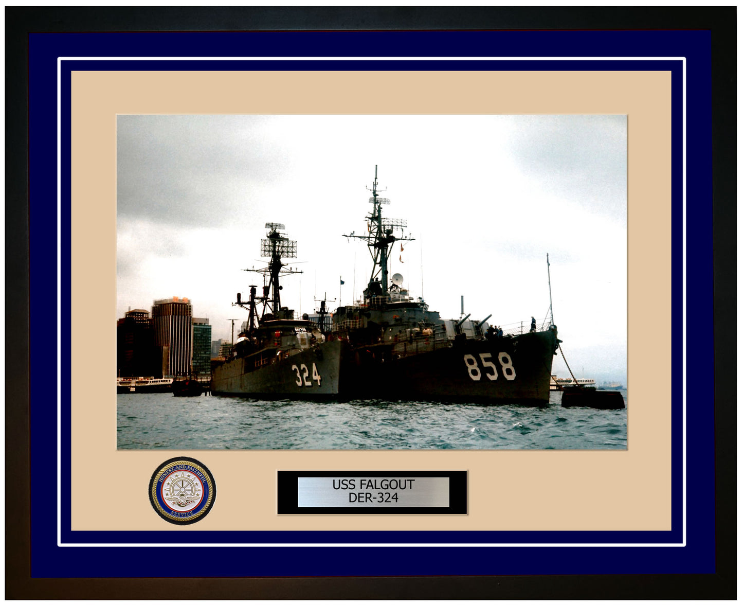 USS Falgout DER-324 Framed Navy Ship Photo Blue