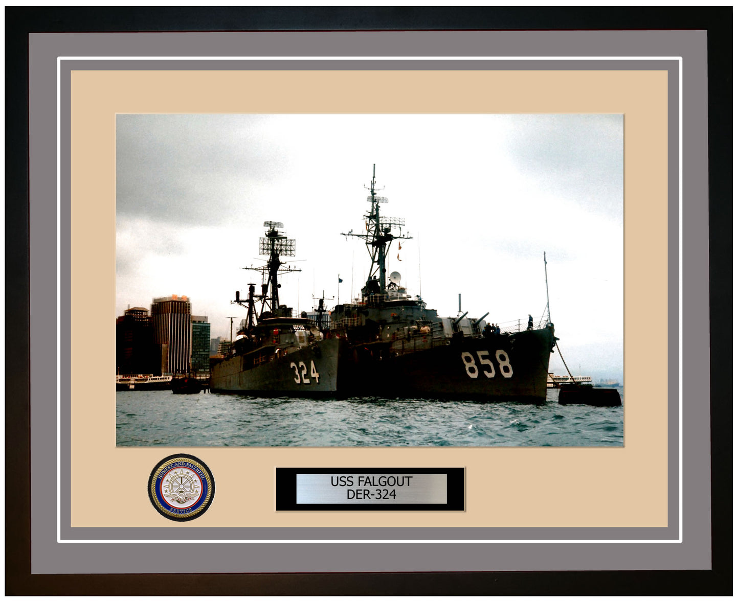USS Falgout DER-324 Framed Navy Ship Photo Grey