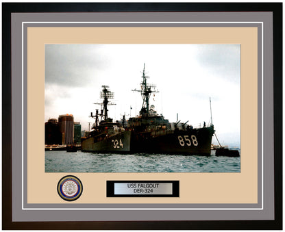 USS Falgout DER-324 Framed Navy Ship Photo Grey