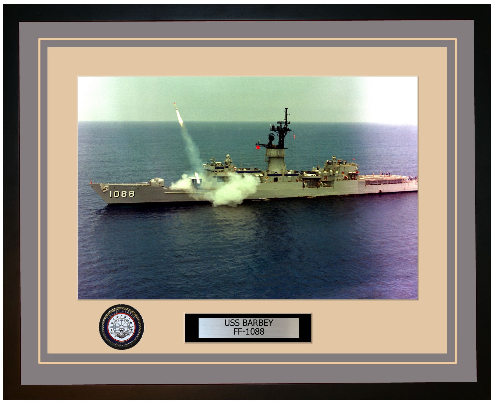 USS BARBEY FF-1088 Framed Navy Ship Photo Grey
