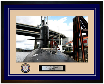 USS Blueback SS-581 Framed Navy Ship Photo Blue