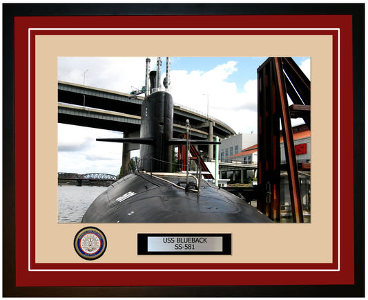 USS Blueback SS-581 Framed Navy Ship Photo Burgundy