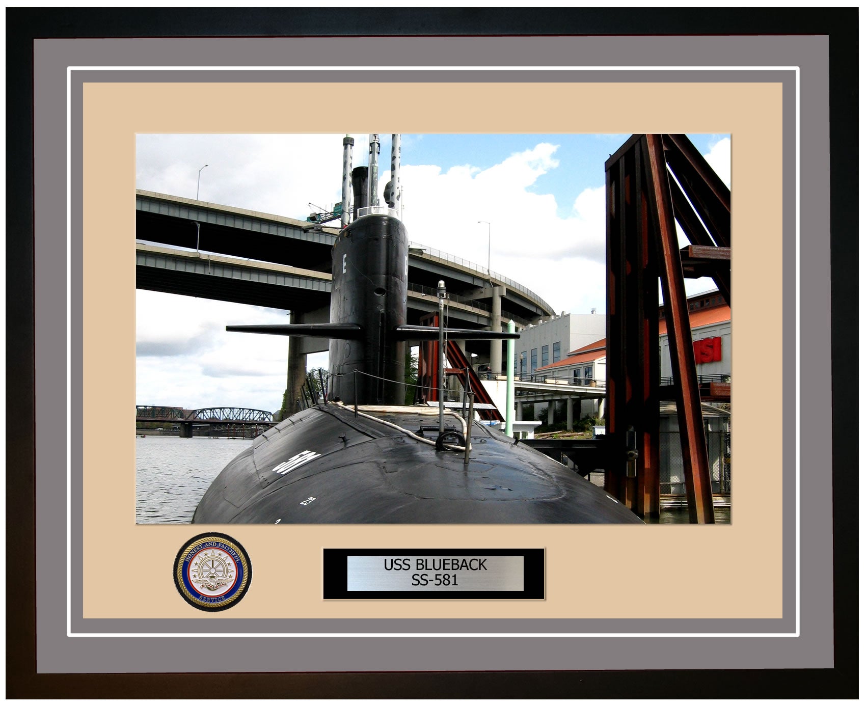 USS Blueback SS-581 Framed Navy Ship Photo Grey