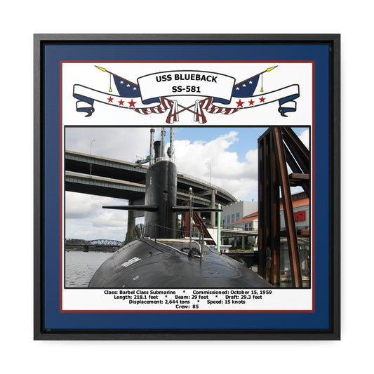 USS Blueback SS-581 Navy Floating Frame Photo Front View