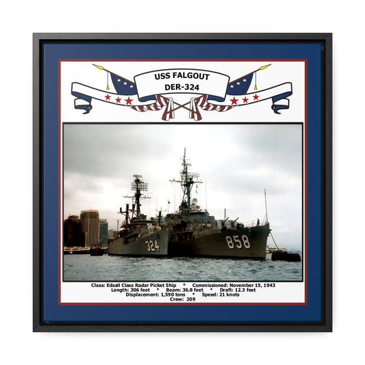USS Falgout DER-324 Navy Floating Frame Photo Front View