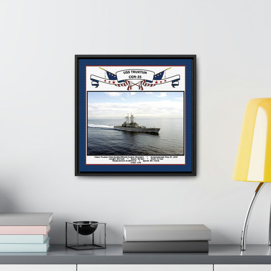 USS Truxtun CGN-35 Navy Floating Frame Photo Desk View