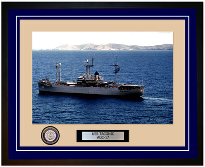 USS Taconic AGC-17 Framed Navy Ship Photo Blue