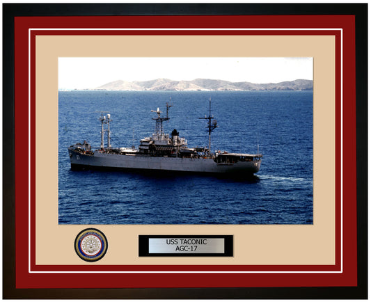 USS Taconic AGC-17 Framed Navy Ship Photo Burgundy
