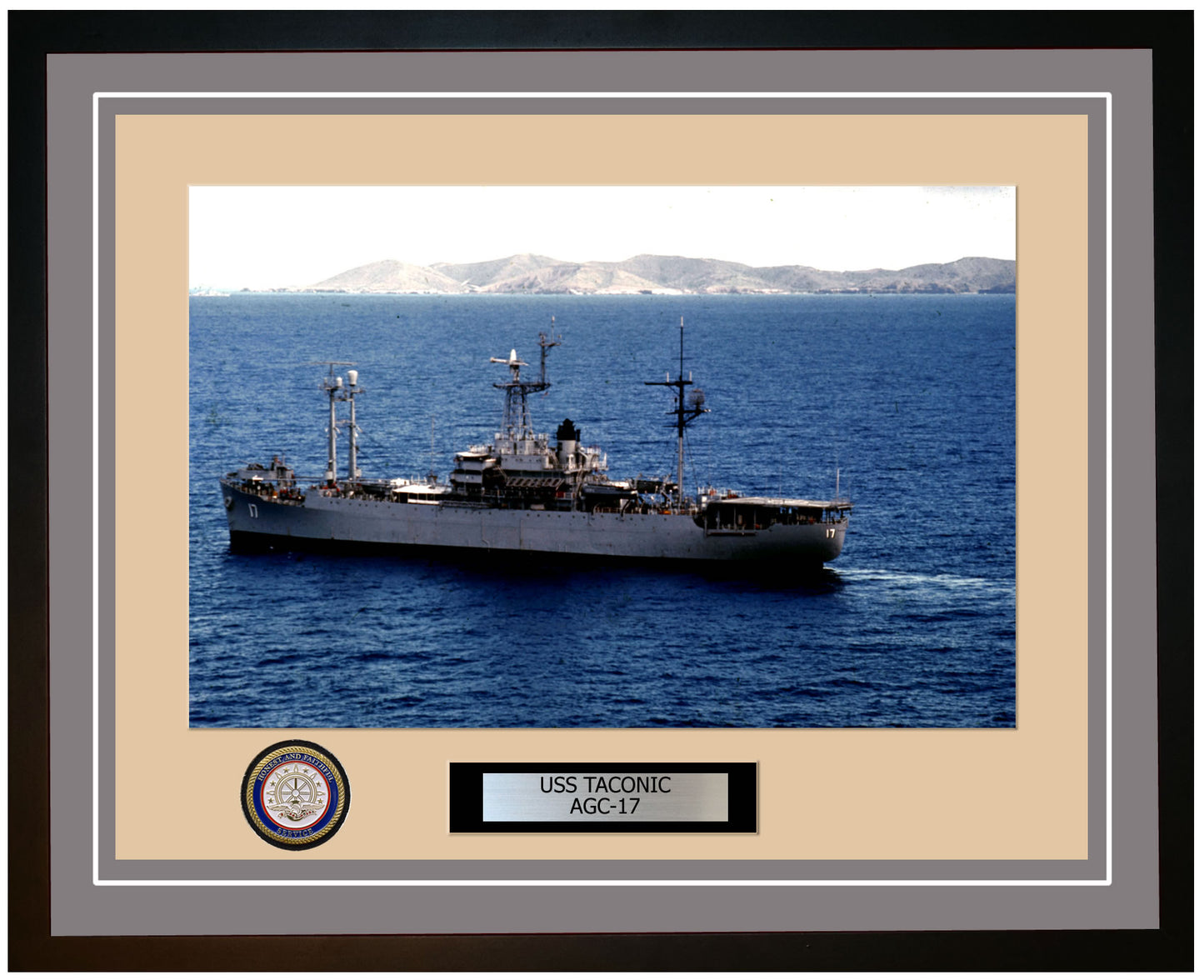 USS Taconic AGC-17 Framed Navy Ship Photo Grey