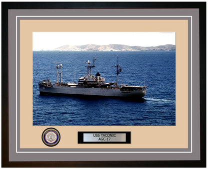 USS Taconic AGC-17 Framed Navy Ship Photo Grey