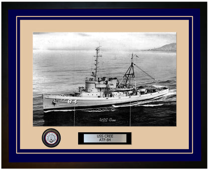 USS CREE ATF-84 Framed Navy Ship Photo Blue