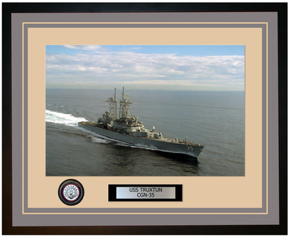 USS TRUXTUN CGN-35 Framed Navy Ship Photo Grey