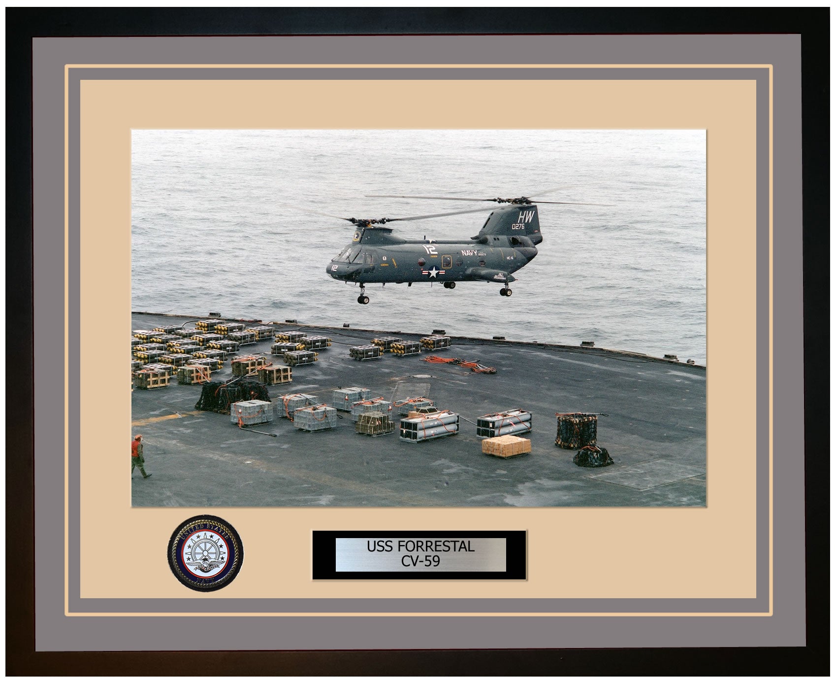 USS FORRESTAL CV-59 Framed Navy Ship Photo Grey