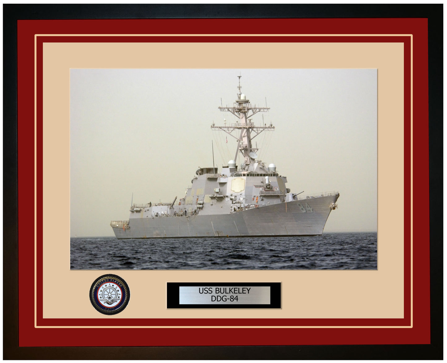USS BULKELEY DDG-84 Framed Navy Ship Photo Burgundy