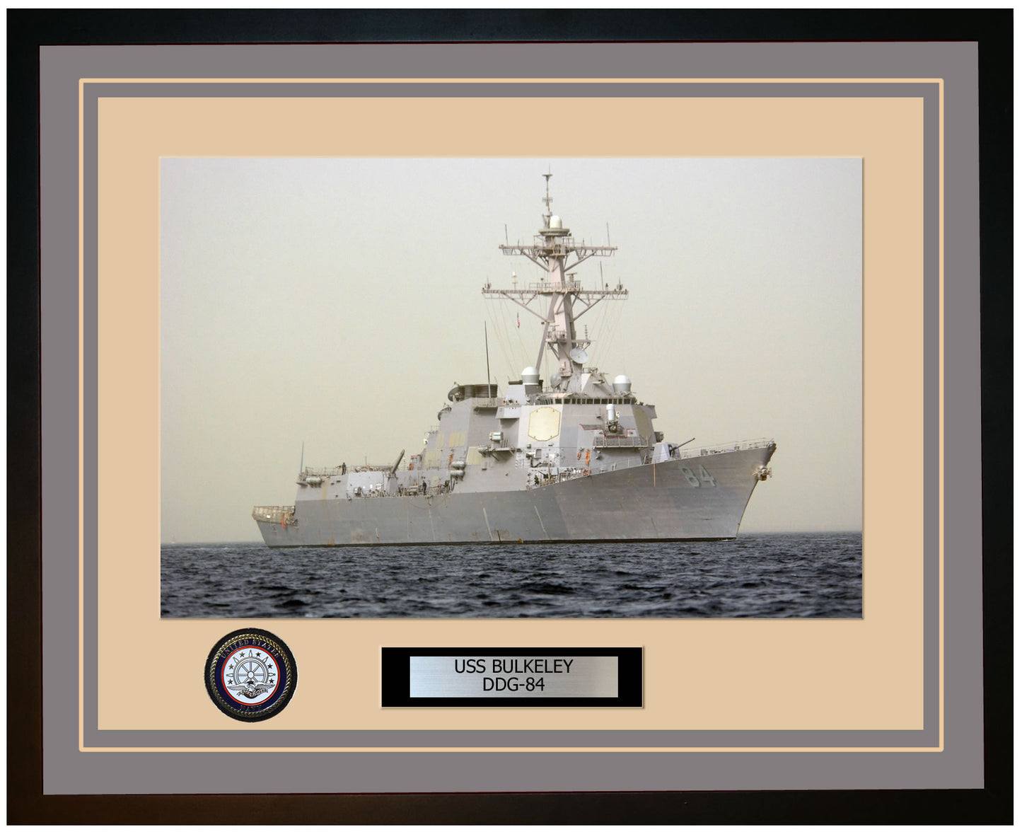 USS BULKELEY DDG-84 Framed Navy Ship Photo Grey
