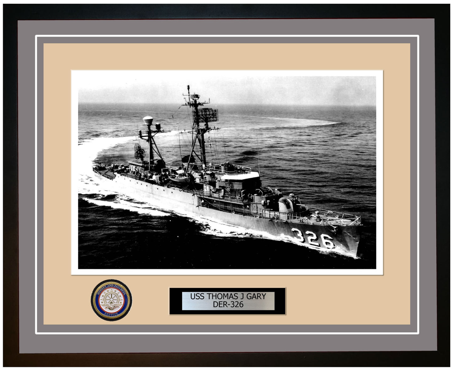 USS Thomas J Gary DER-326 Framed Navy Ship Photo Grey