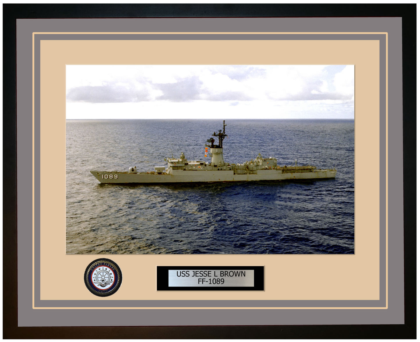USS JESSE L BROWN FF-1089 Framed Navy Ship Photo Grey