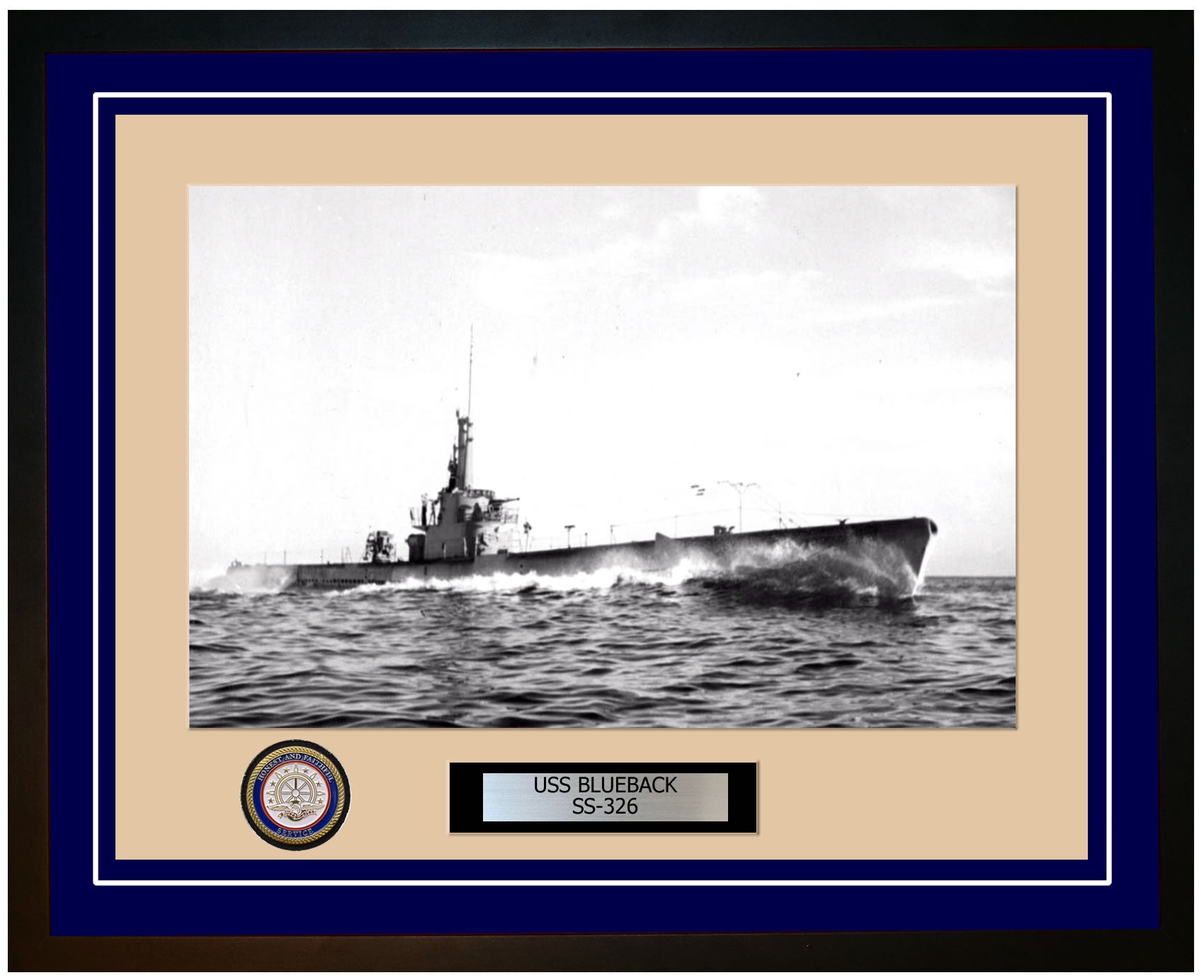 USS Blueback SS-326 Framed Navy Ship Photo Blue
