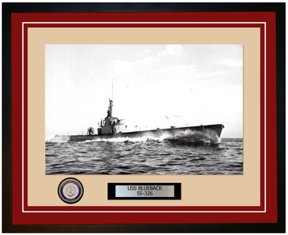 USS Blueback SS-326 Framed Navy Ship Photo Burgundy