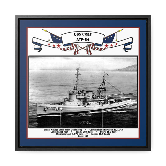 USS Cree ATF-84 Navy Floating Frame Photo Front View