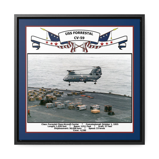 USS Forrestal CV-59 Navy Floating Frame Photo Front View