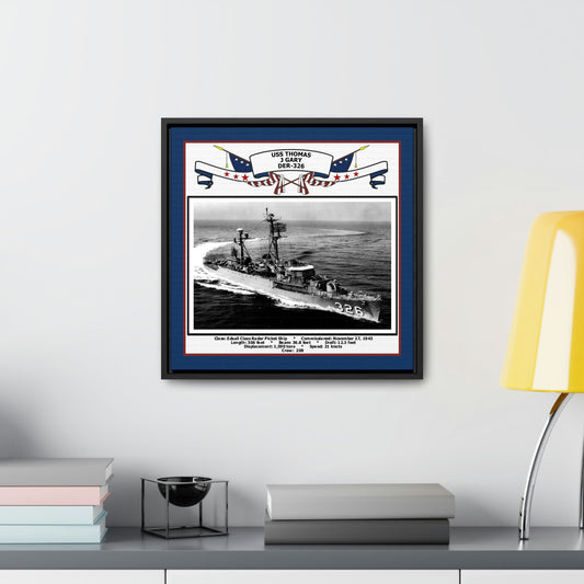 USS Thomas J Gary DER-326 Navy Floating Frame Photo Desk View