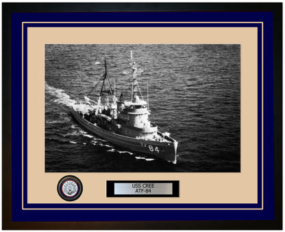 USS CREE ATF-84 Framed Navy Ship Photo Blue