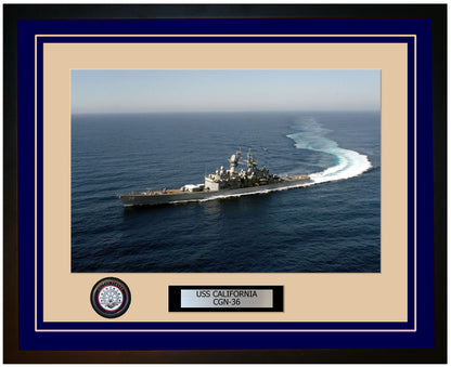 USS CALIFORNIA CGN-36 Framed Navy Ship Photo Blue