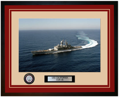 USS CALIFORNIA CGN-36 Framed Navy Ship Photo Burgundy