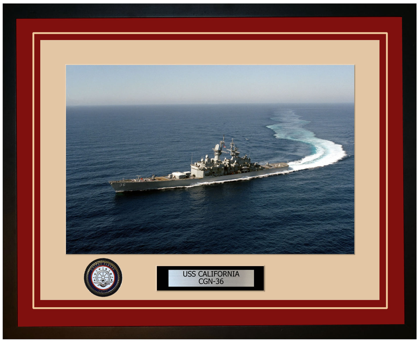 USS CALIFORNIA CGN-36 Framed Navy Ship Photo Burgundy