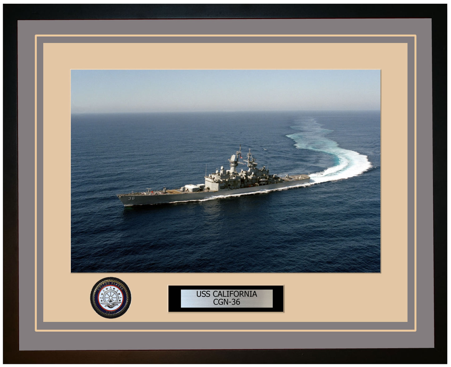 USS CALIFORNIA CGN-36 Framed Navy Ship Photo Grey