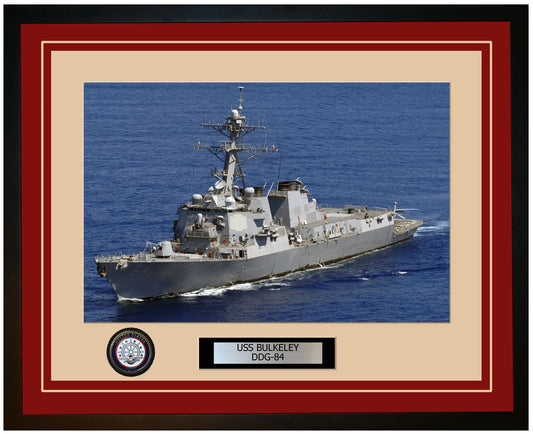 USS BULKELEY DDG-84 Framed Navy Ship Photo Burgundy