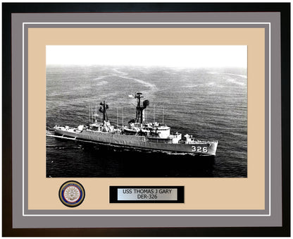 USS Thomas J Gary DER-326 Framed Navy Ship Photo Grey