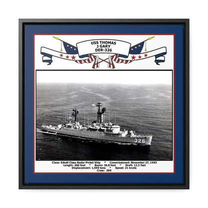 USS Thomas J Gary DER-326 Navy Floating Frame Photo Front View