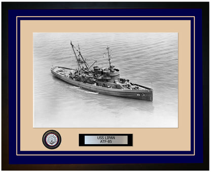 USS LIPAN ATF-85 Framed Navy Ship Photo Blue