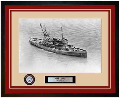 USS LIPAN ATF-85 Framed Navy Ship Photo Burgundy
