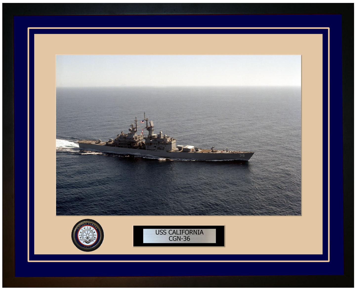 USS CALIFORNIA CGN-36 Framed Navy Ship Photo Blue