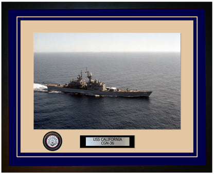 USS CALIFORNIA CGN-36 Framed Navy Ship Photo Blue