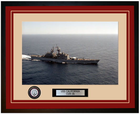USS CALIFORNIA CGN-36 Framed Navy Ship Photo Burgundy