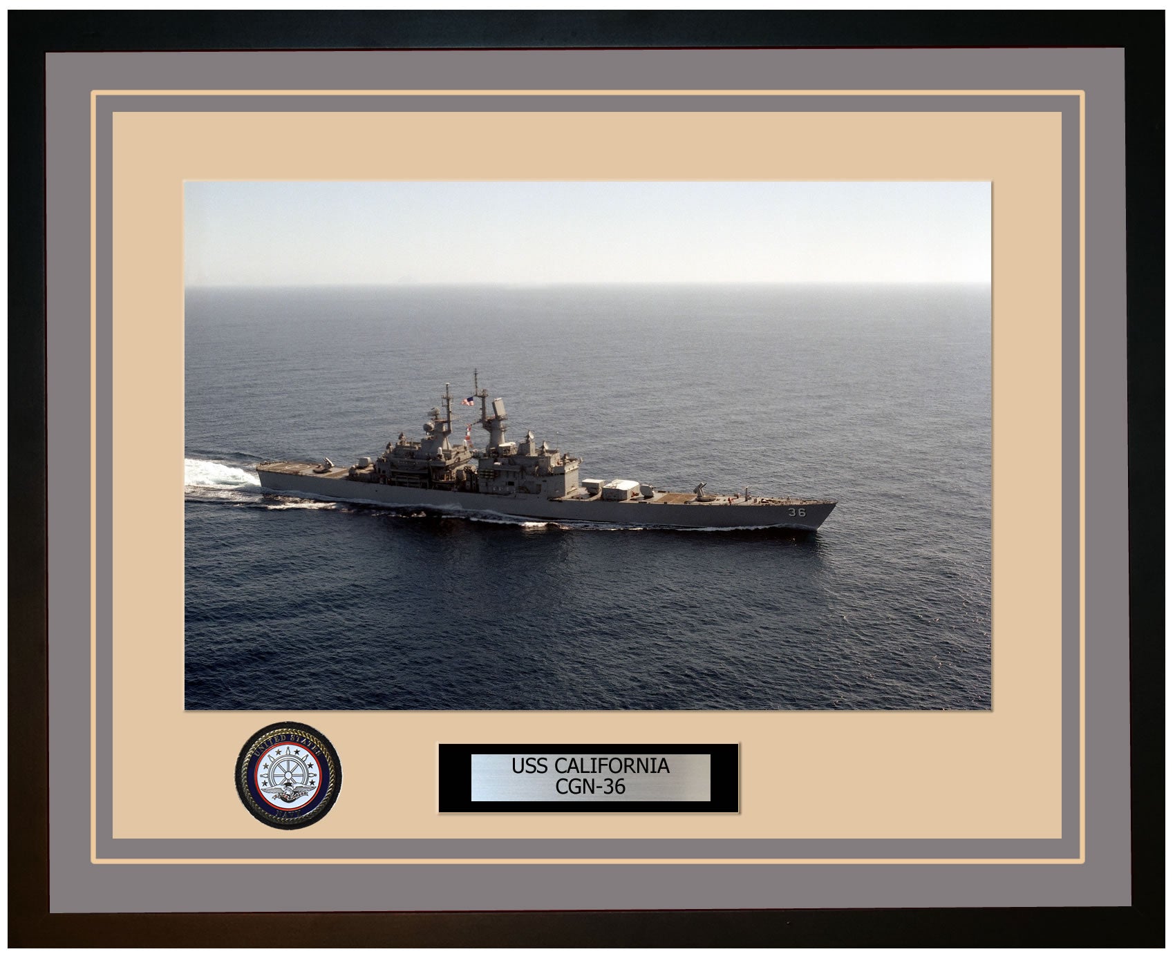 USS CALIFORNIA CGN-36 Framed Navy Ship Photo Grey