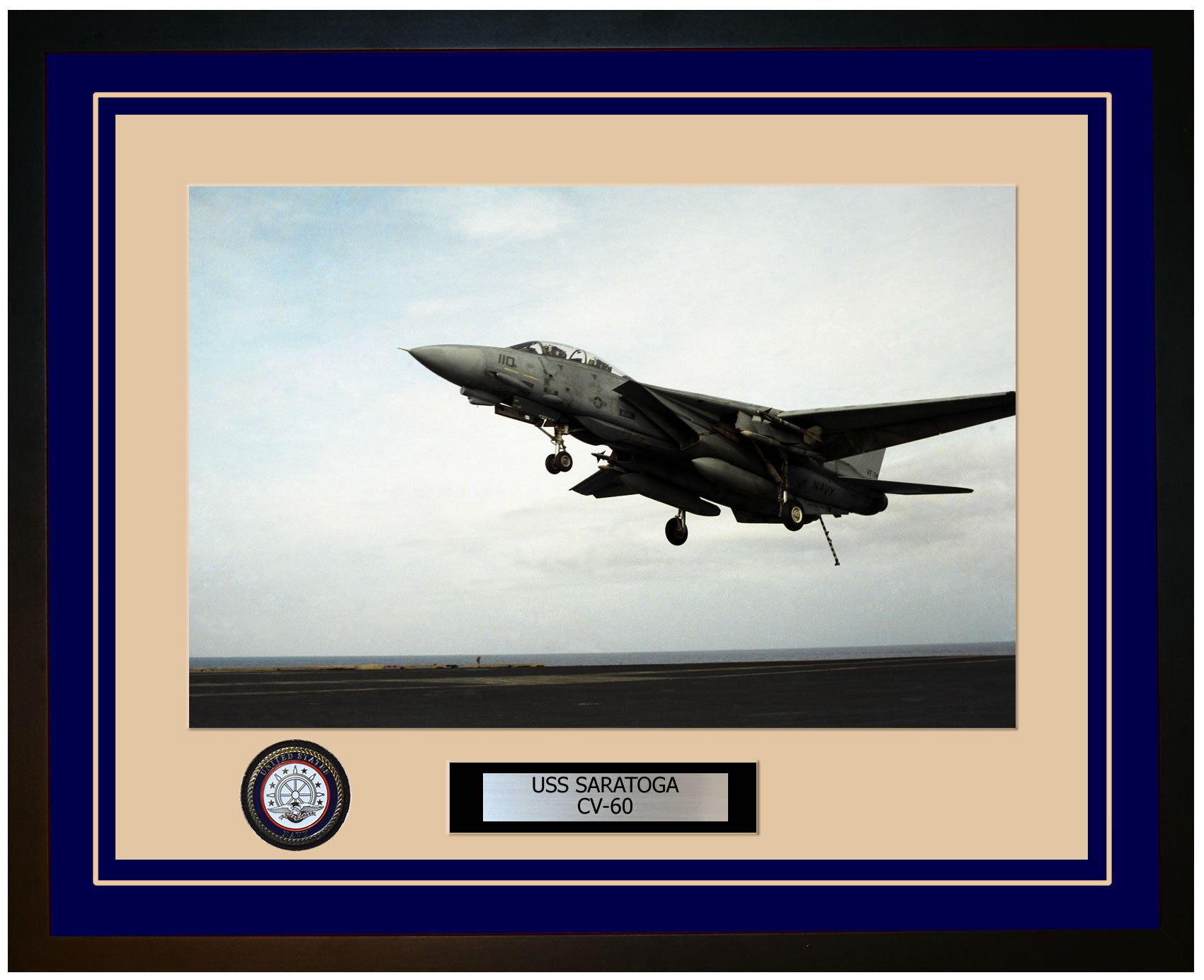 USS SARATOGA CV-60 Framed Navy Ship Photo Blue
