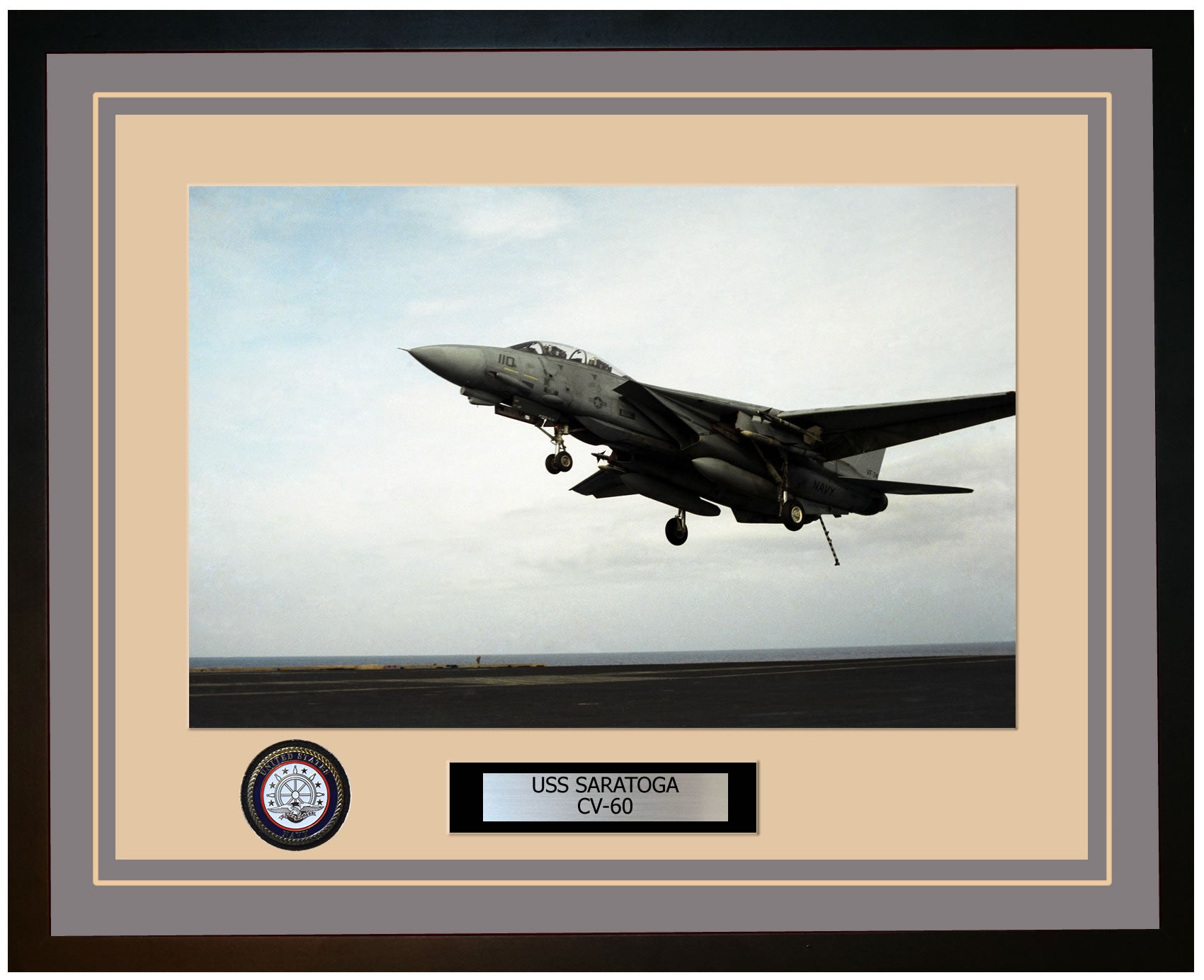 USS SARATOGA CV-60 Framed Navy Ship Photo Grey