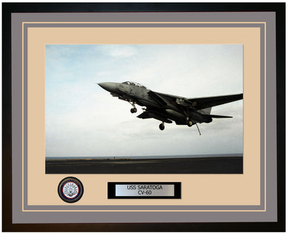 USS SARATOGA CV-60 Framed Navy Ship Photo Grey