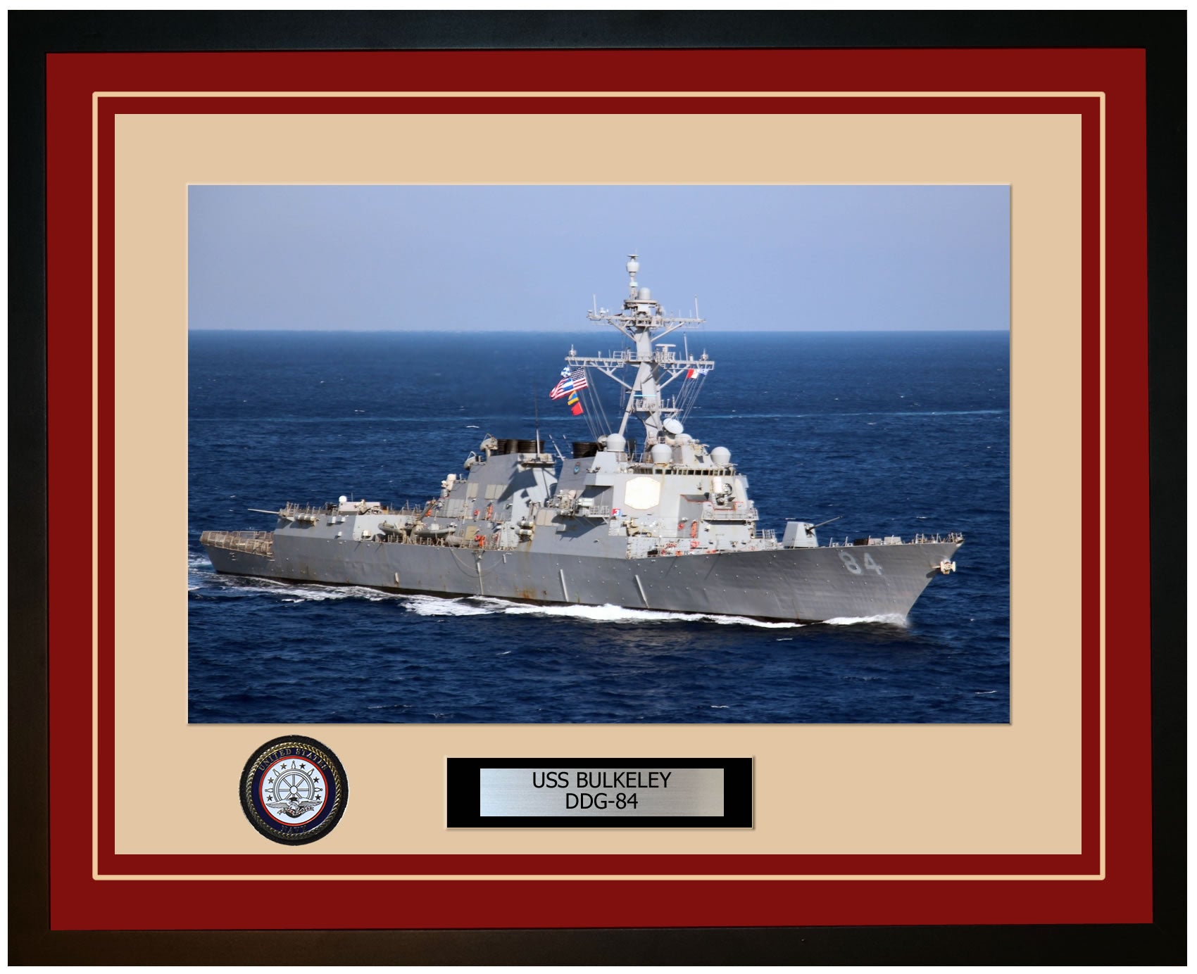 USS BULKELEY DDG-84 Framed Navy Ship Photo Burgundy