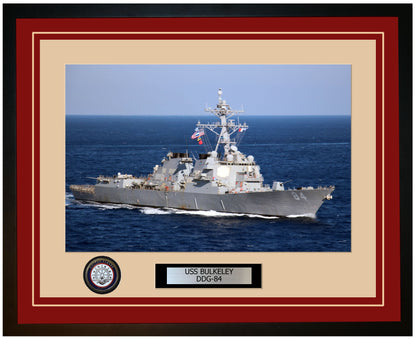USS BULKELEY DDG-84 Framed Navy Ship Photo Burgundy