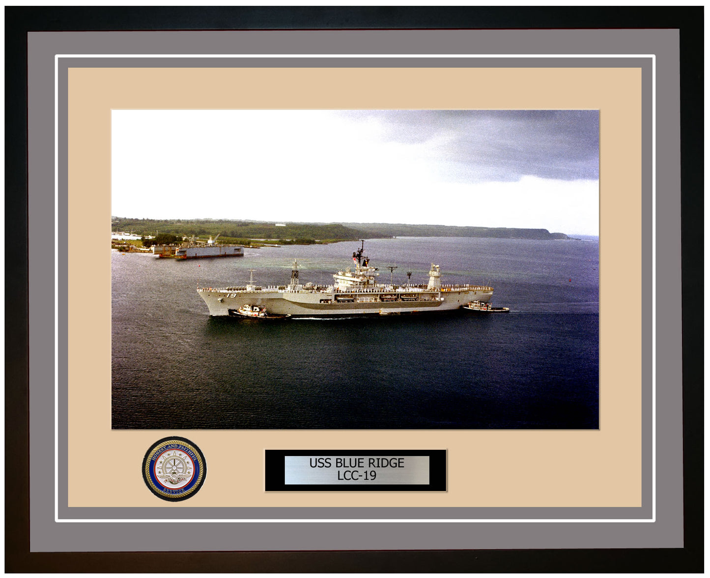 USS Blue Ridge LCC-19 Framed Navy Ship Photo Grey