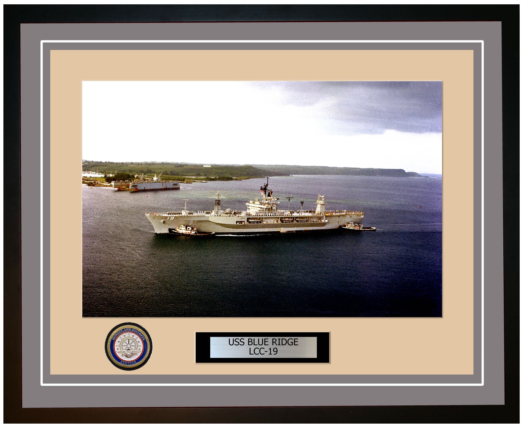 USS Blue Ridge LCC-19 Framed Navy Ship Photo Grey