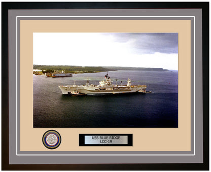 USS Blue Ridge LCC-19 Framed Navy Ship Photo Grey