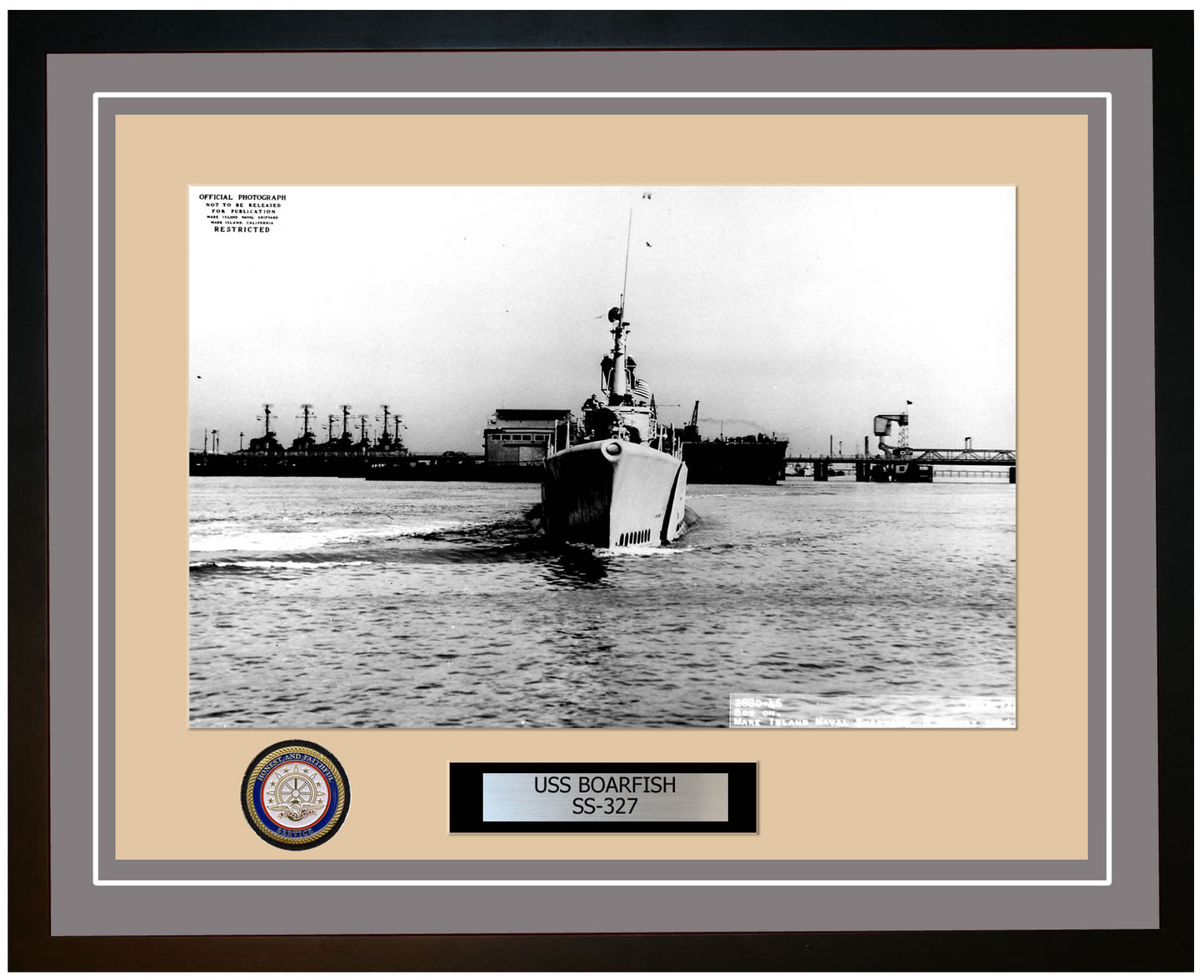 USS Boarfish SS-327 Framed Navy Ship Photo Grey